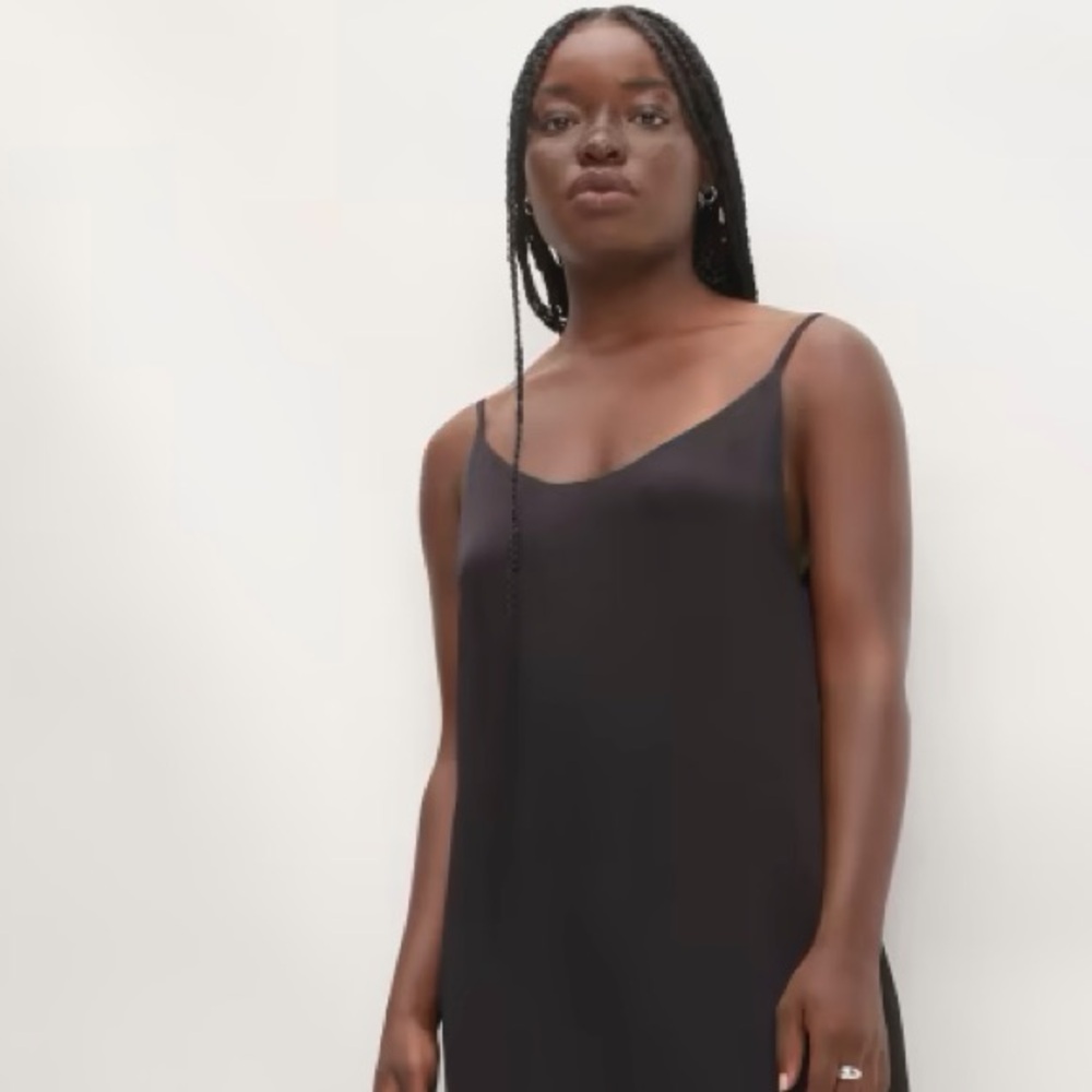 🖤EVERLANE THE HAMMERED SATIN SLIP DRESS BLACK 6 - Picture 2 of 10